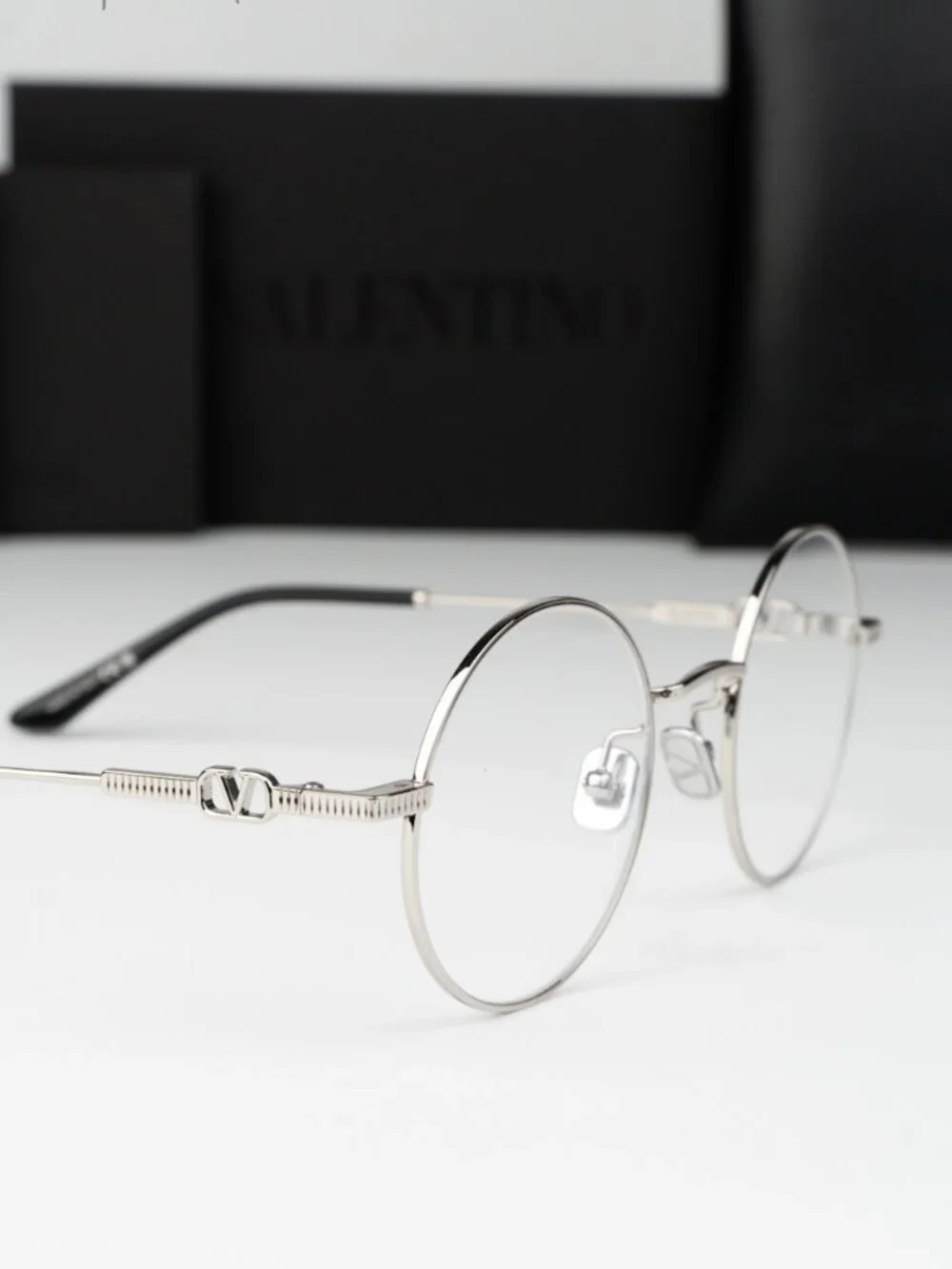 Valentino Women Eyeglasses Silver Transparent Round VLX-173 E NEW AUTHENTIC